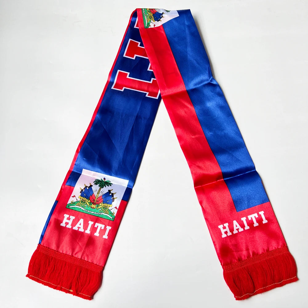 2026 USA MexicoNetherlands scarf flag  14x135cmDouble-sided Printed Satin Iraq  Haiti France scarf flag