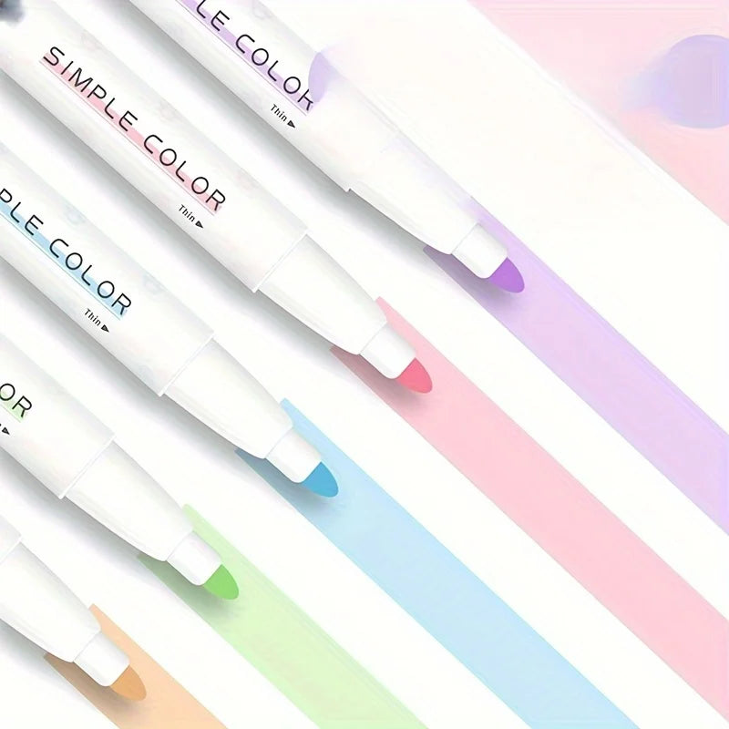 5pcs Dual-Tip Highlighters, 20 Vibrant Colors