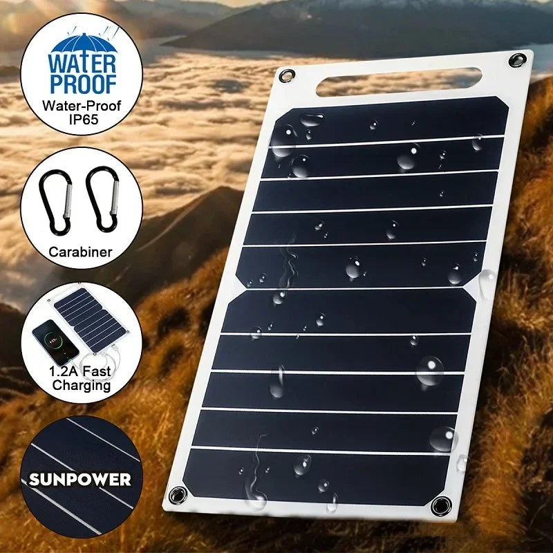 35W 5V Portable Waterproof Solar Panel with USB for Outdoor Hiking Camping Mobile Phone Charging
