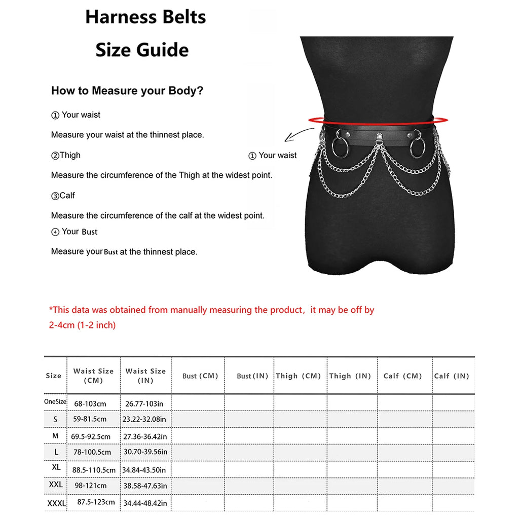 Women Sexy Leg Chain Harness garter Belt Waist Corset Belt Leather Harness Waists Thigh Harness Gothic Clothing Accessory