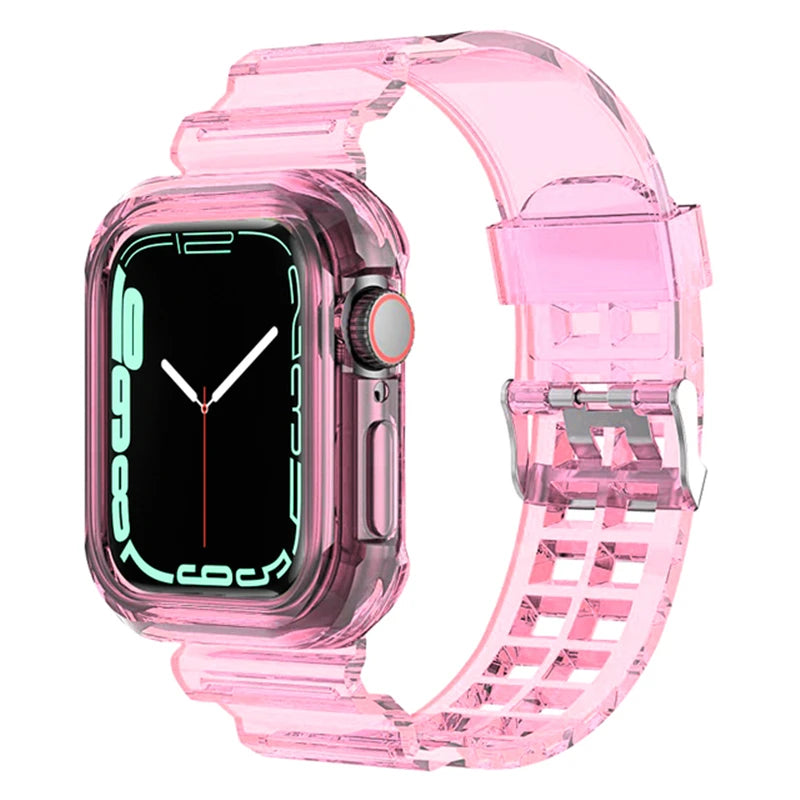 Clear Band + Case for Apple Watch 11 10 9 8 7 6 5 SE 4 38MM 42MM 46MM