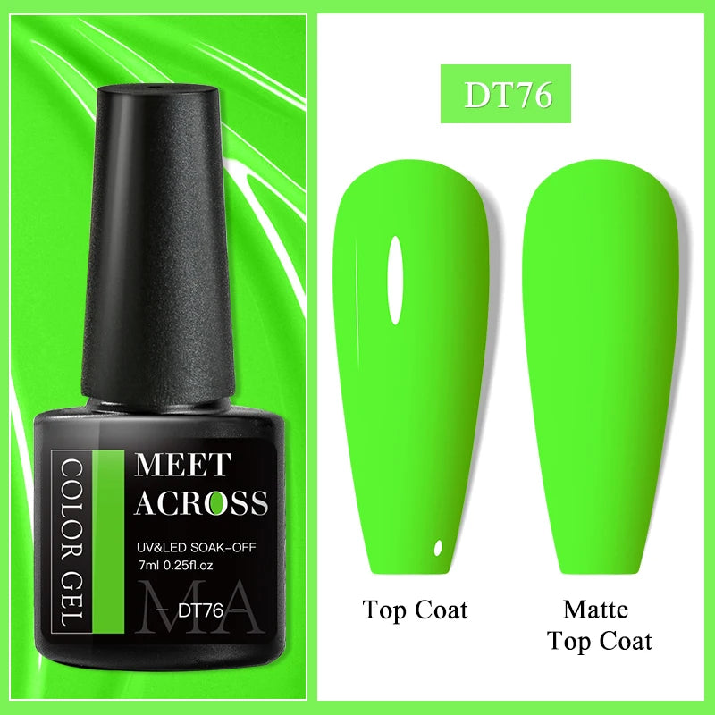 MEET ACROSS 7ml Purple Nail Gel Polish Semi Permanent Nail Art For Nails Decoration