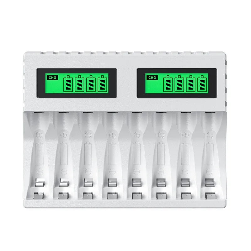LCD Display with 8 Slot Smart Battery Charger for AA/AAA