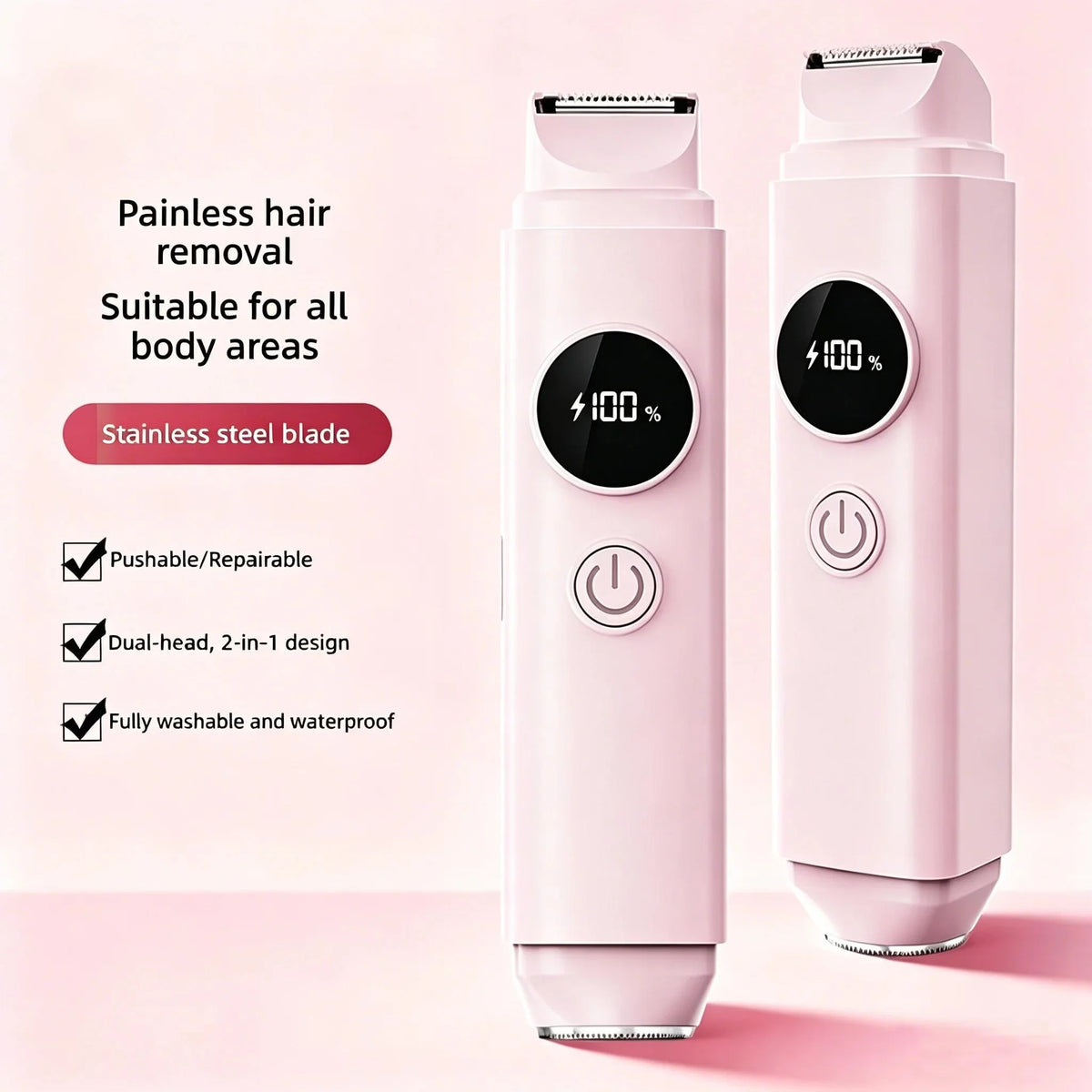 Rechargeable Waterproof DualHead Women Hair Remover Painless