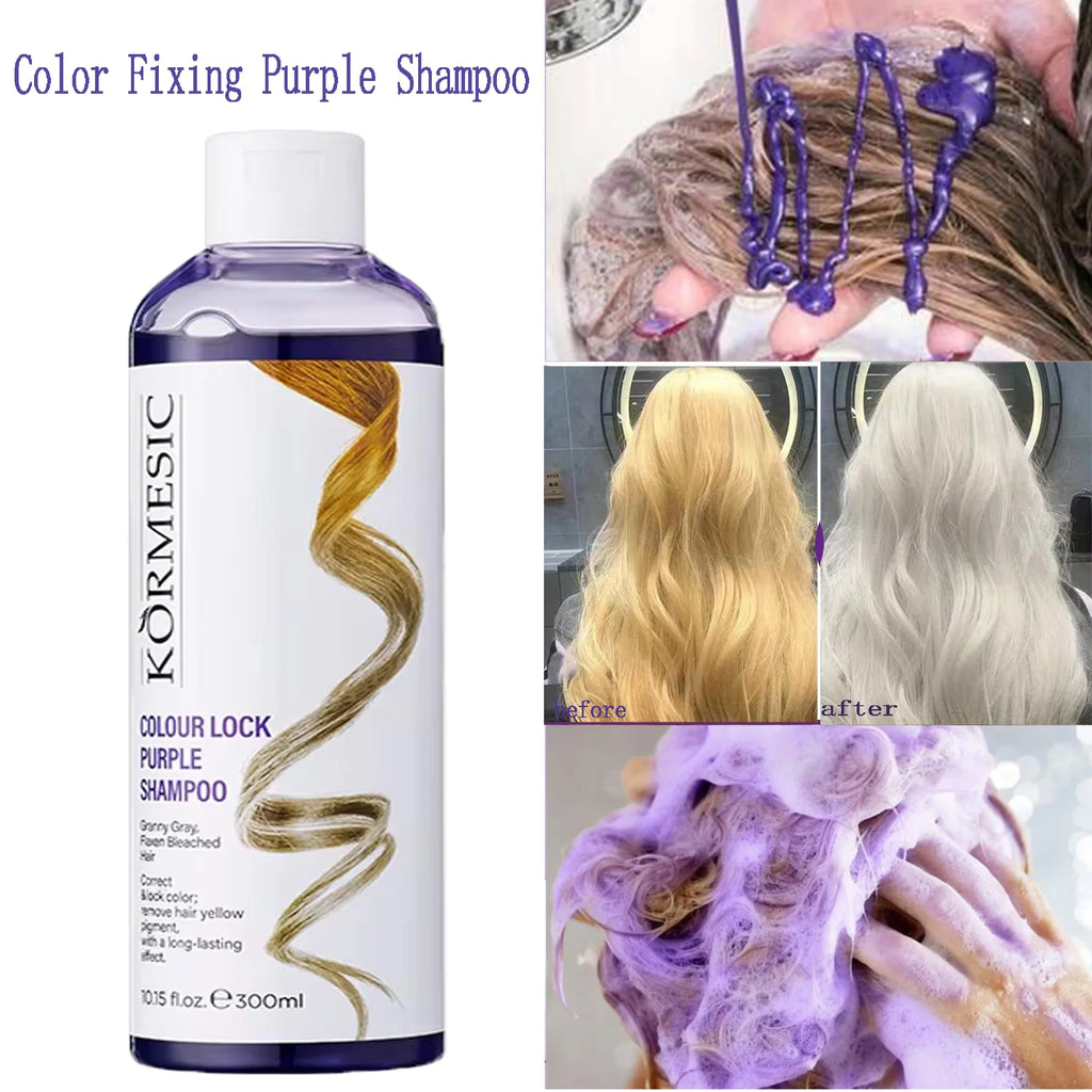 300Ml Color Fixing Purple Shampoo Lock Color Cover Gray Hair