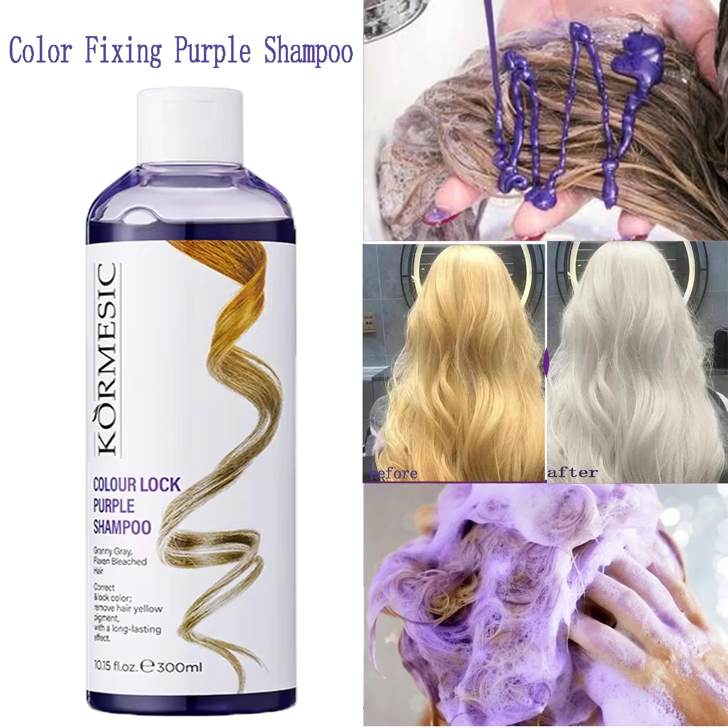 300Ml Color Fixing Purple Shampoo Lock Color Cover Gray Hair