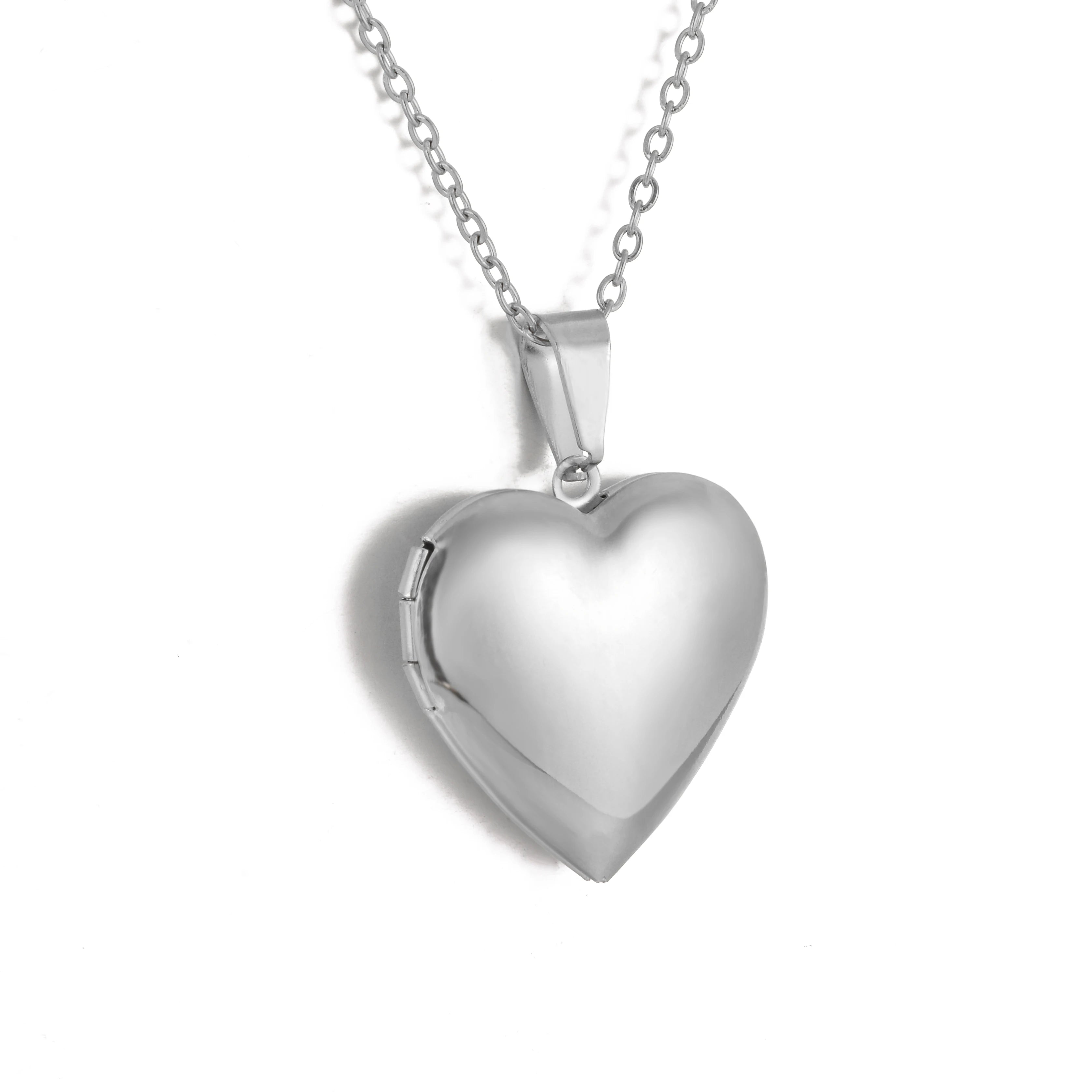 Stainless Steel Heart Locket Pendants Necklaces For Women Gold Color photo frame Valentine lovers Jewelry Gift Dropshipping