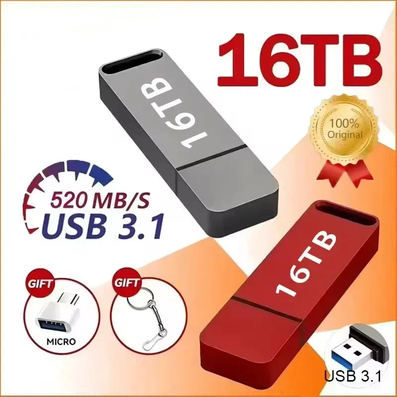 64TB Flash Drive Metal High-Speed Wireless Bluetooth Transmitter USB 16TB 2TB Car Stereo Music Audio Receiver Bluetooth Adapter