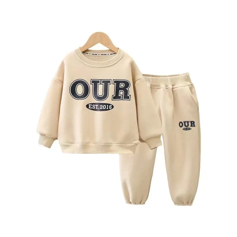 Boys Fleece Thicken Sets Winter Warm Suit Baby