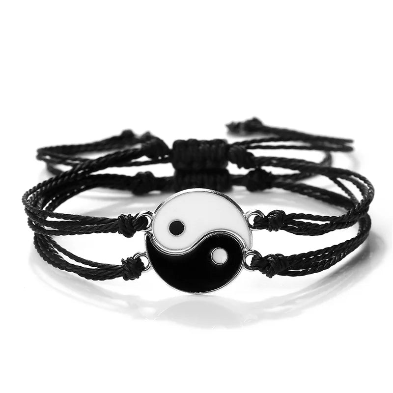2Pcs/set Dragon Tai Chi Gossip Braided Bracelet for Women Men Best Friends Adjustable Yin Yang Bracelets Fashion Couple Jewelry