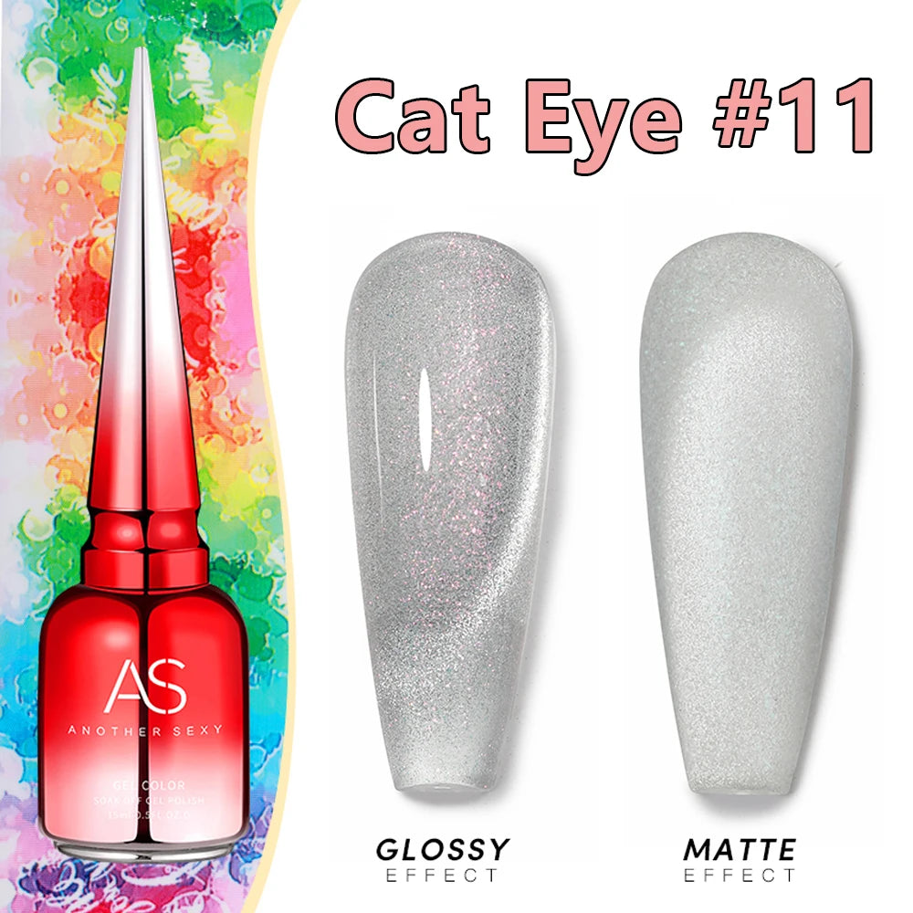 AS 15ml Cat Magnetic Gel Nail Polish Cat Eye Glitter