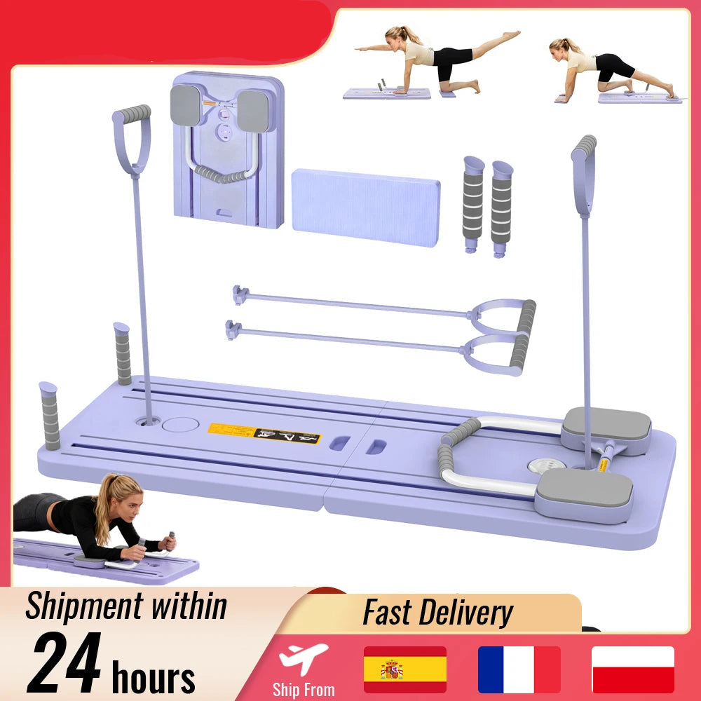 Foldable Pilates Board Full Body Fitness Trainer With Automatic Rebound Multifunctional Abdominal Board Exercise Equipment