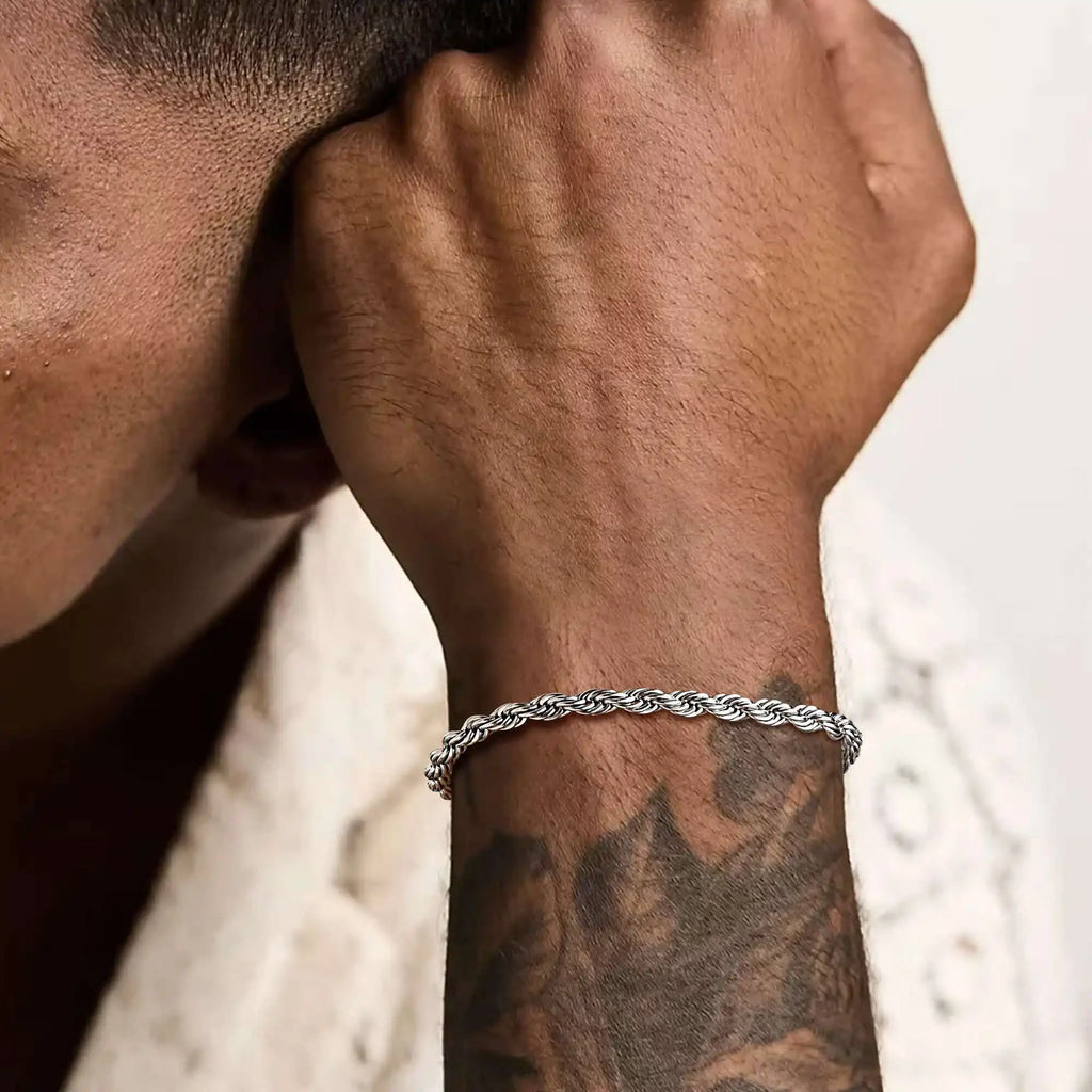 Vnox 2/3/4/5mm Unisex Rope Chain Bracelets for Men Women, Stainless Steel Adjustable Twisted Links Chain Bracelet Wristband New