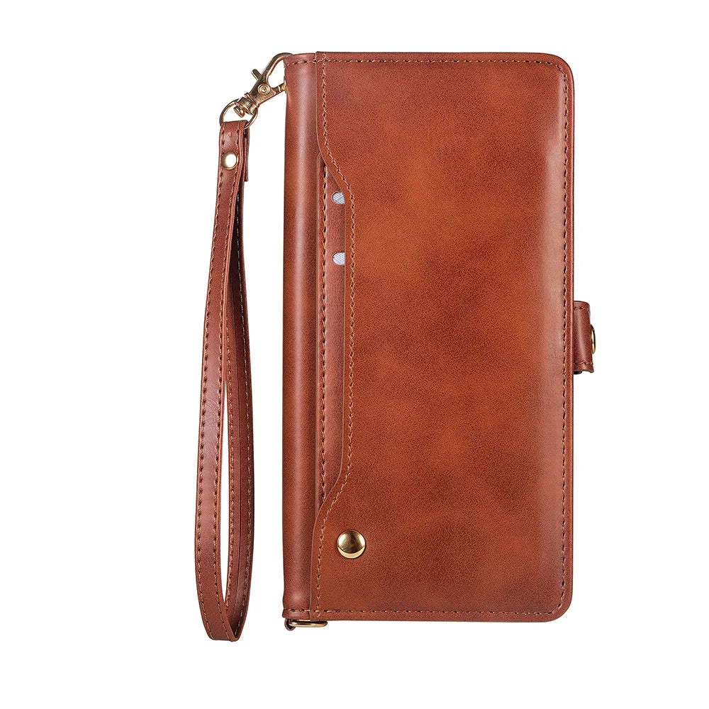 Wallet Multi-card Zipper Kickstand Magnetic Flip Leather Case