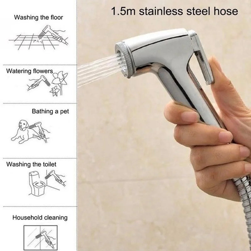 Toilet Brush Handheld Spray Gun Sprayer Kit DN15 Stainless Steel Hand Bidet Faucet