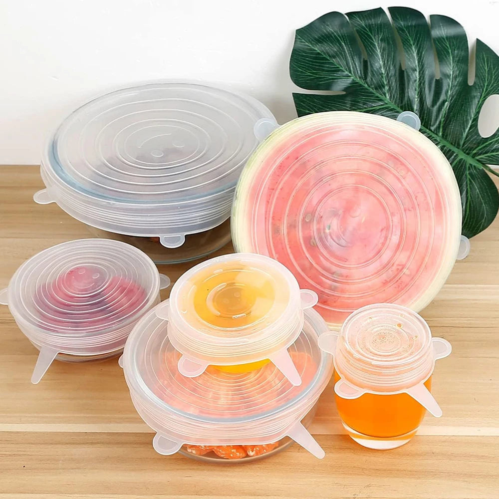 6Pcs Silicone Elastic Cover Universal Food Packaging Stretch