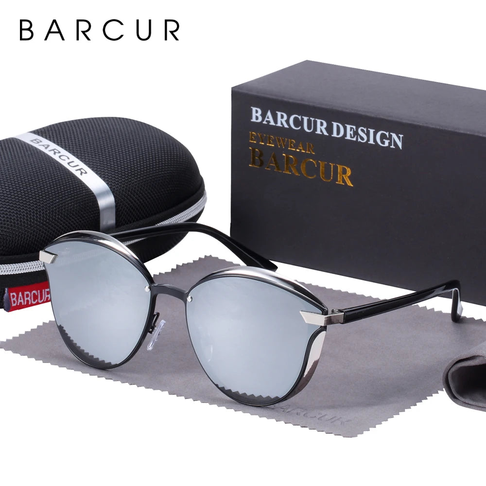 BARCUR Polarized Sunglasses Women Luxury Round Sun Glass for Women Ladies Female Shade Lunette De Soleil Femme
