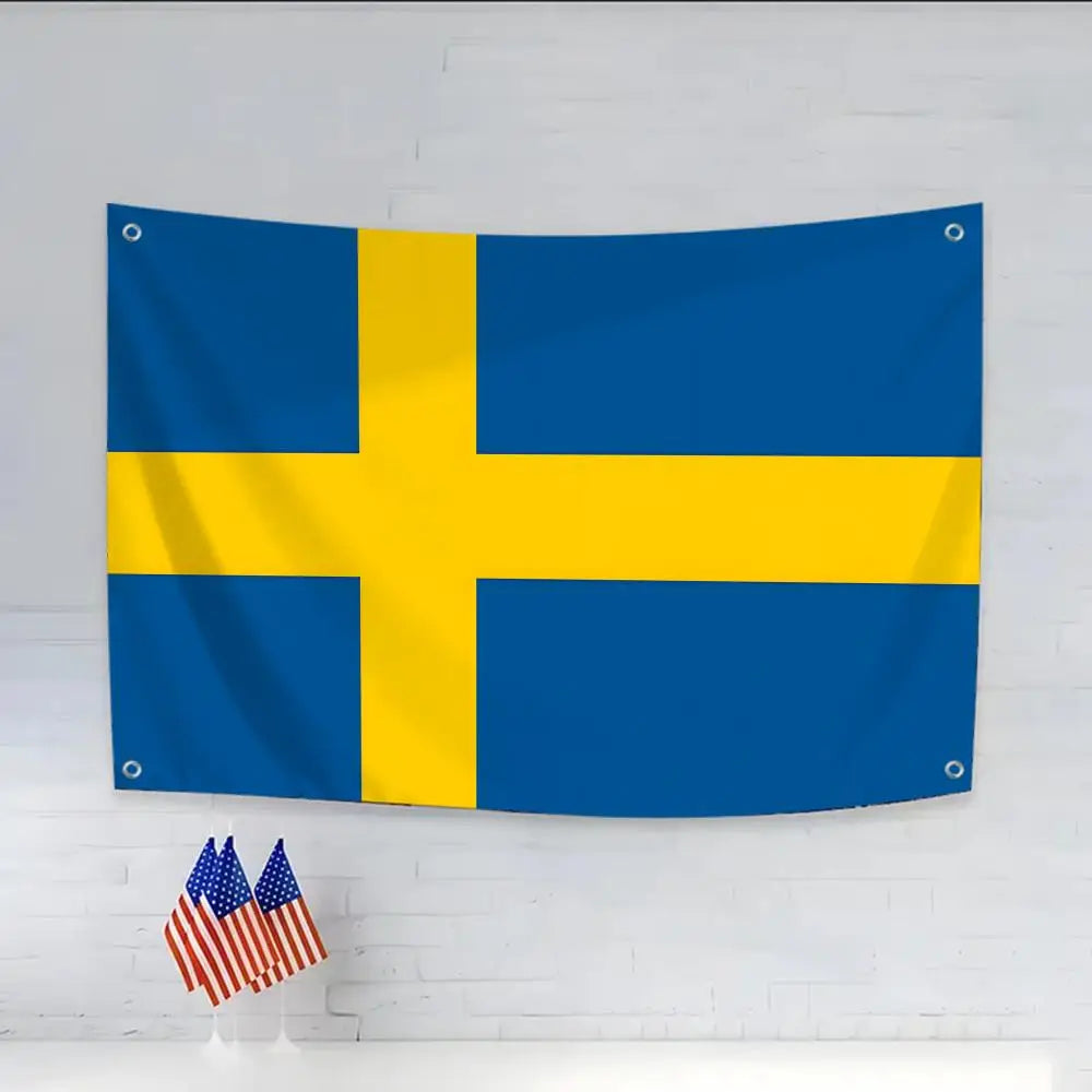 2026 Flag of Sweden Flags Daily four rings hanging no edging for indoor use and outdoor decor easy hanging