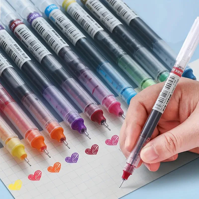 12pcs/Pack Of Quick-Drying Color Neutral Ballpoint Pens