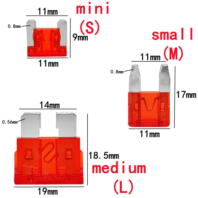 50-306 pcs car fuse combination kit, mini small medium, fuse blade type for marine, automotive,2A 3A 5A 10A 15A 20A 25A 30A 35A