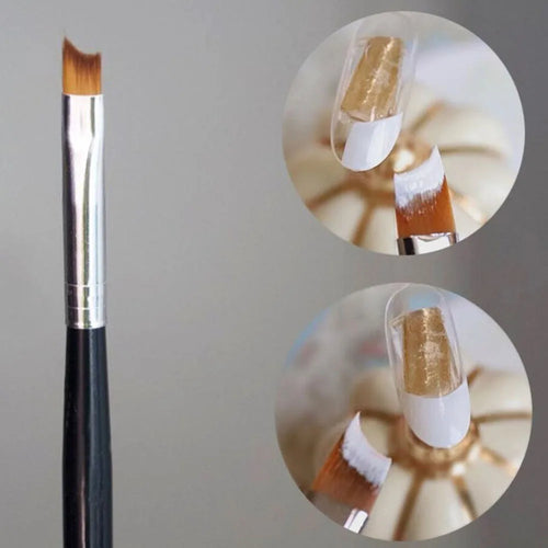 1Pc French Tip Oblique Nail Brush Black Handle Half Moon Shape UV Gel Nail Painting Drawing Pen French Curved Manicure Art Brush