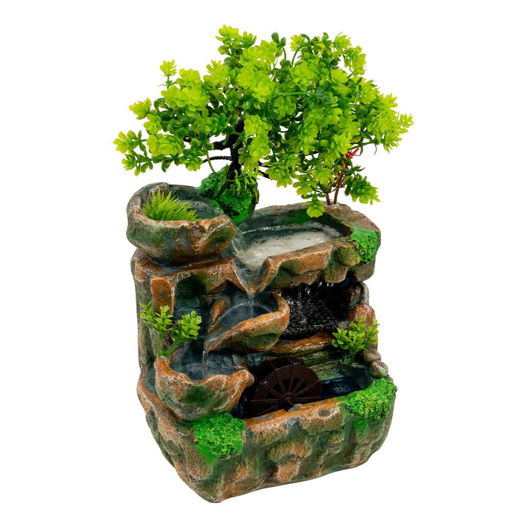 Tabletop Ornament Room Fountain With LED Light Green Plant Fountain