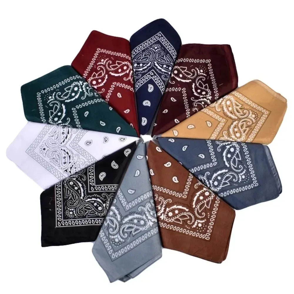 Fashion Hip Hop Wine Red Hair Scarf Unisex Retro Square Scarves Headwear Bandanna Hair Band Neck Wrist Wrap Band Accessories