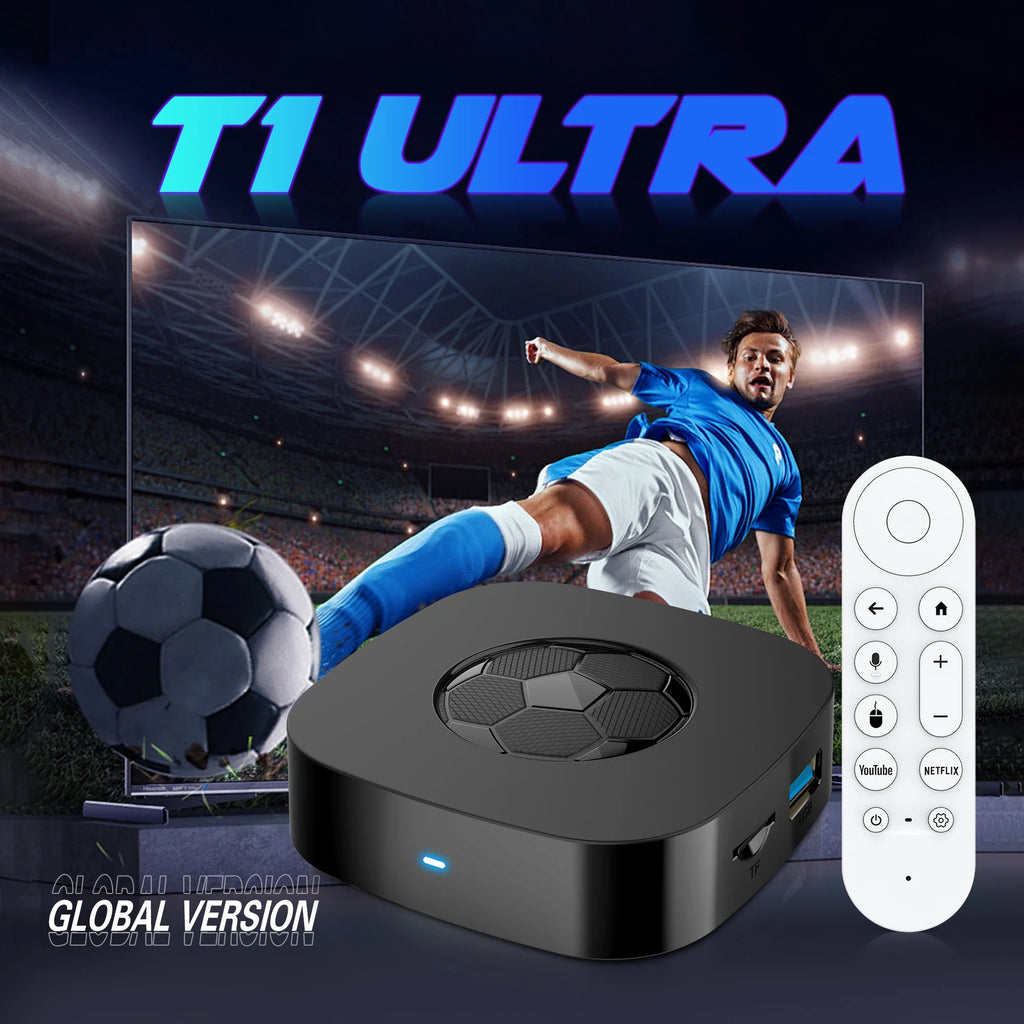 T1 Ultra Android 16 TV Box 8GB+128GB WiFi6 BT5.4 Voice Remote HD 4K