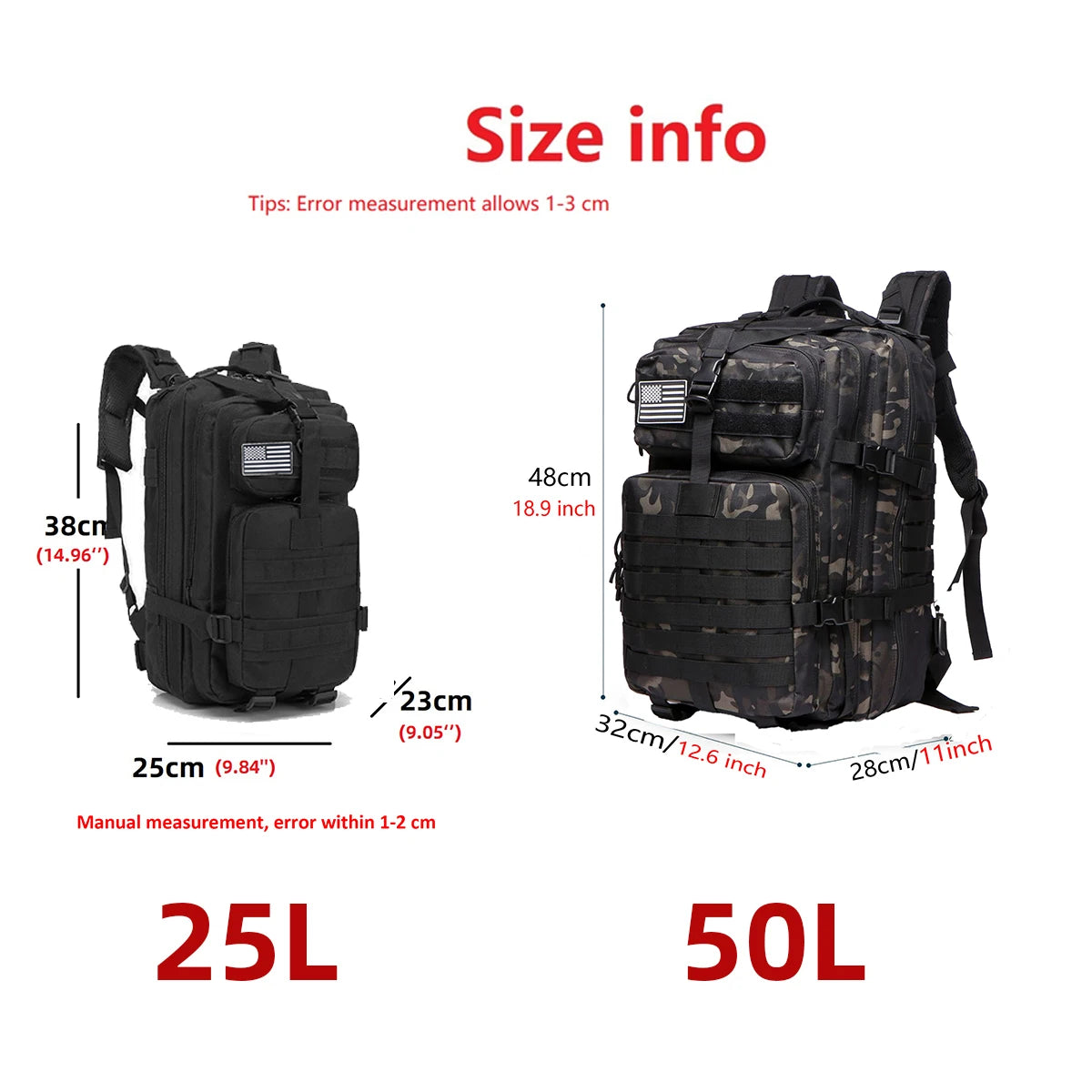 25L/50L Sturdy Nylon Waterproof Tactical Sports Trekking
