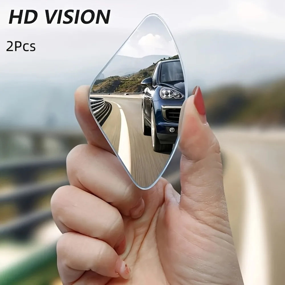2pcs HD Glass Blind Spot Mirrors Convex Lens Rearview Wide