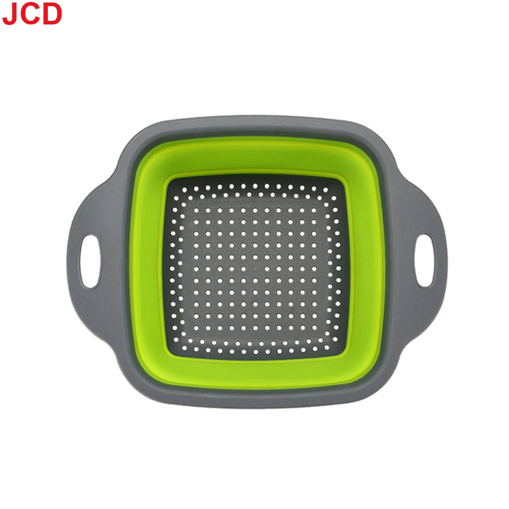 JCD 1pcs Fruit Vegetable Washing Basket Foldable Strainer Silicone Colander Dish Collapsible Drainer Filter Kitchen Storage Tool