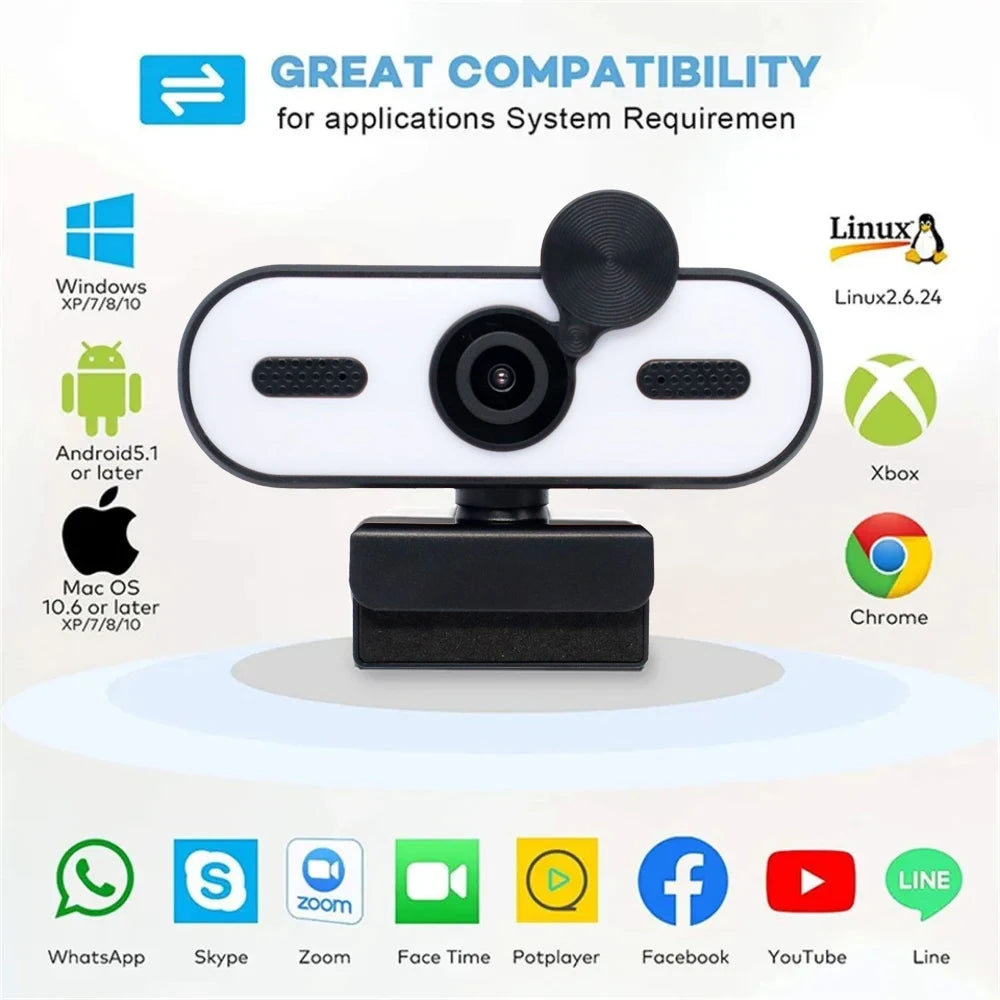 4K 2K Mini Webcam 1080P HD for PC Laptop Autofocus 30 FPS USB