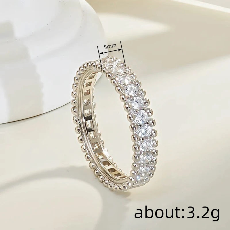 Huitan Women Silver Color Ring Simple Style Party Daily Accessories Inlaid Bright Cubic Zirconia Fashion Accessories Jewelry