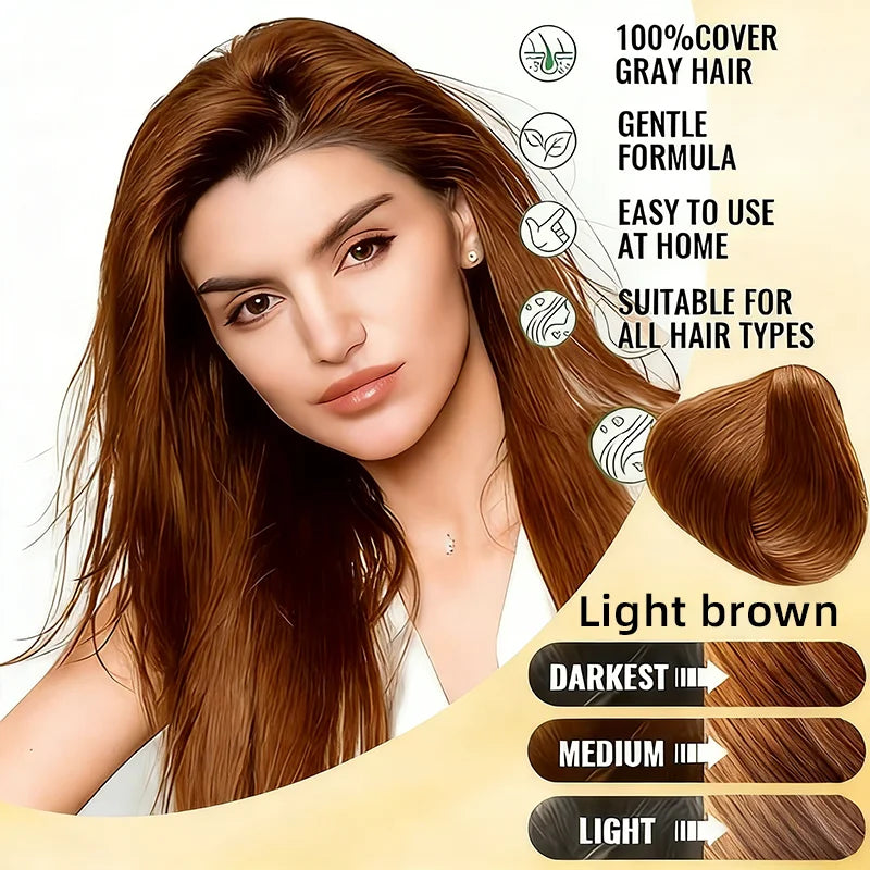 YUITIKUE 3-in-1 Light Brown Hair Dye Shampoo | 3-Step Easy Application For Natural Gray Coverage & Moisturizing Care 100ml