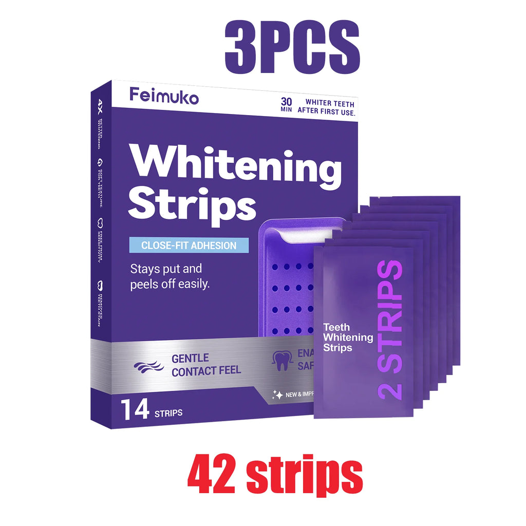 Purple Teeth Whitening Strips Kit Professional Stain Removal