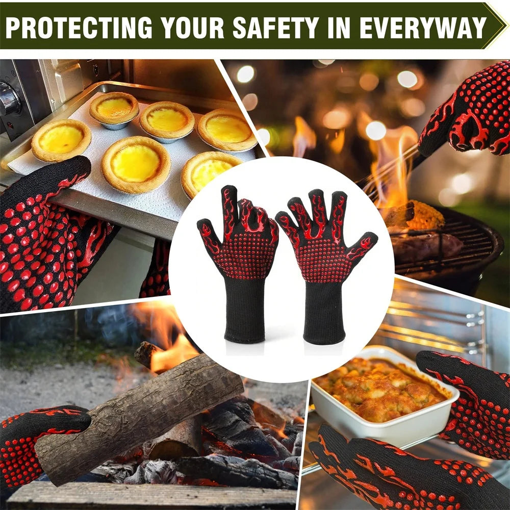 1pc Universal Anti-Slip Heat-Resistant Barbecue Oven Gloves Fireproof Kitchen Cooking Gloves Suitable for High Temperatures