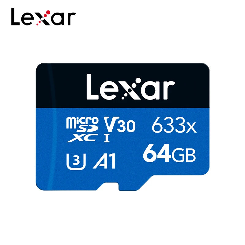 Lexar 633x Micro SD Card 128GB 256GB 64GB SDXC V30 U3 Class 10 A1 with 100MB/s Read Speed for Smartphone Tablet Action Camera