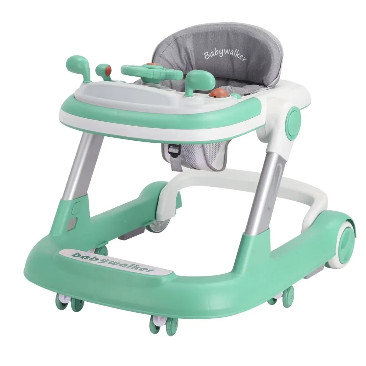 2 in 1 Baby Walker, Toddler Baby Push Walker with Removable Feeding Tray and Music Tray(Without Battery), Activity Walker