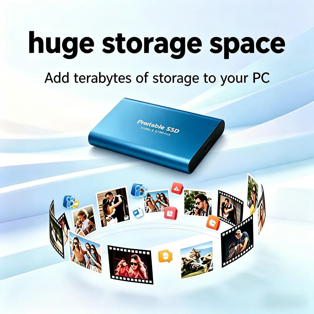 16TB External Solid State Drive Portable SSD USB 3.1 Type-C High-Speed Data Transfer Secure Storage for Important Files