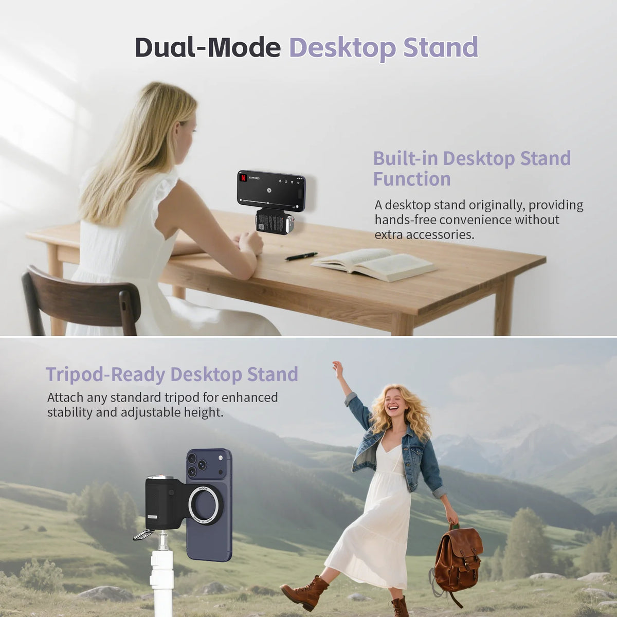 COMITOK Magnetic Phone Grip with Remote Control Portable Shooting Handle for iPhone