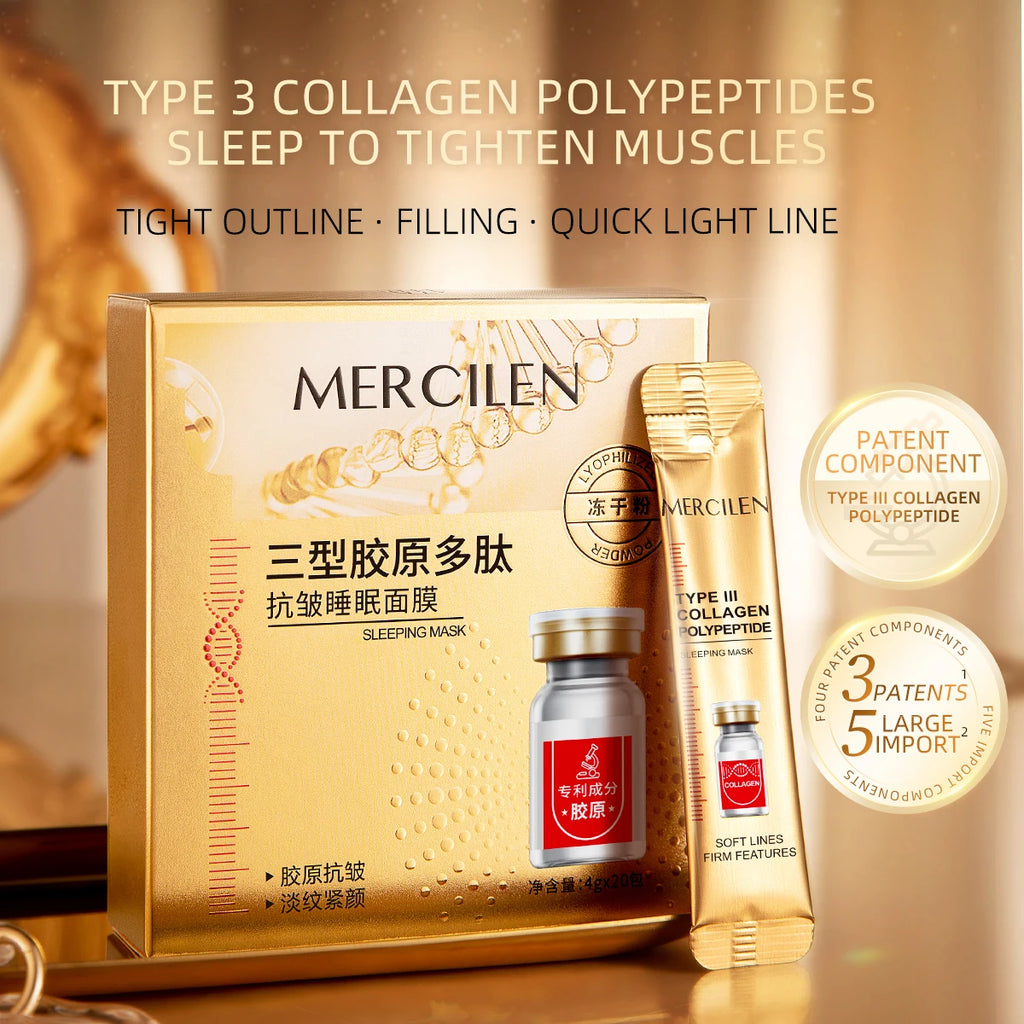 MERCILEN Triple Collagen Peptide Sleeping Mask, moisturizes, hydrates, tightens, and brightens the skin