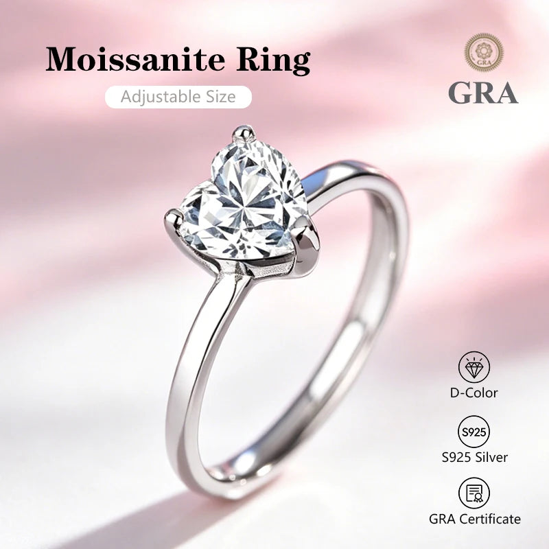 0.5-2.0 Carat Emerald Cut Moissanite Ring S925