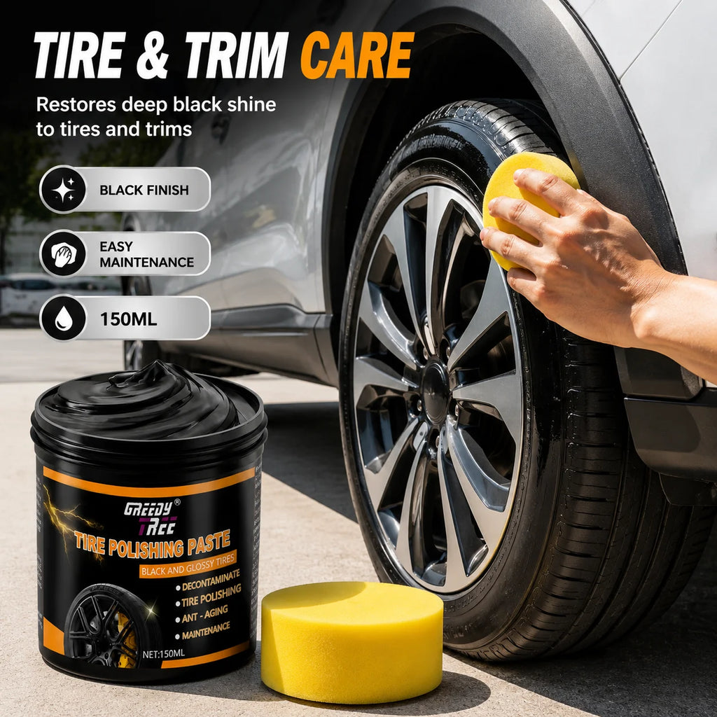 GREEDY TREE Tire Polishing Paste 150ml with Sponge