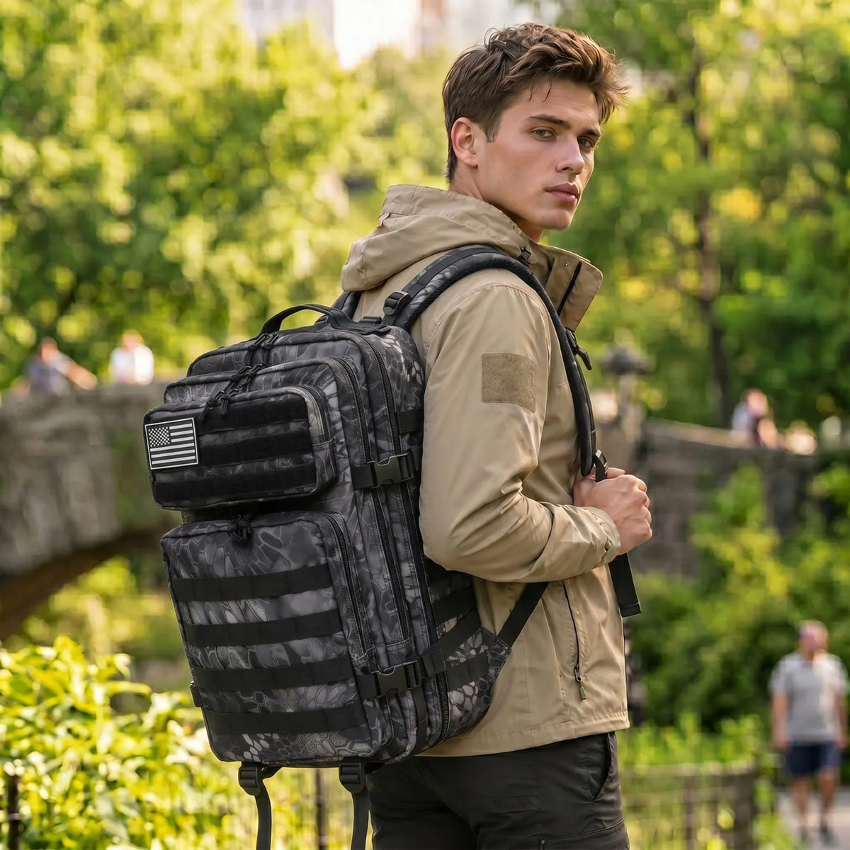 45L Tactical Travel Backpack Molle Large Capacity Multi Pocket Storage Bag Durable Wear Resistant Camping Hiking
