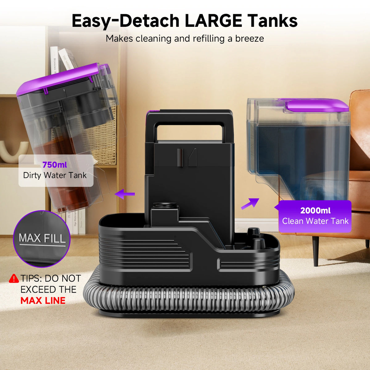 Honki 530W Carpet Cleaner Machine 20KPa Strong Suction Handheld Multifunctional Cleaner