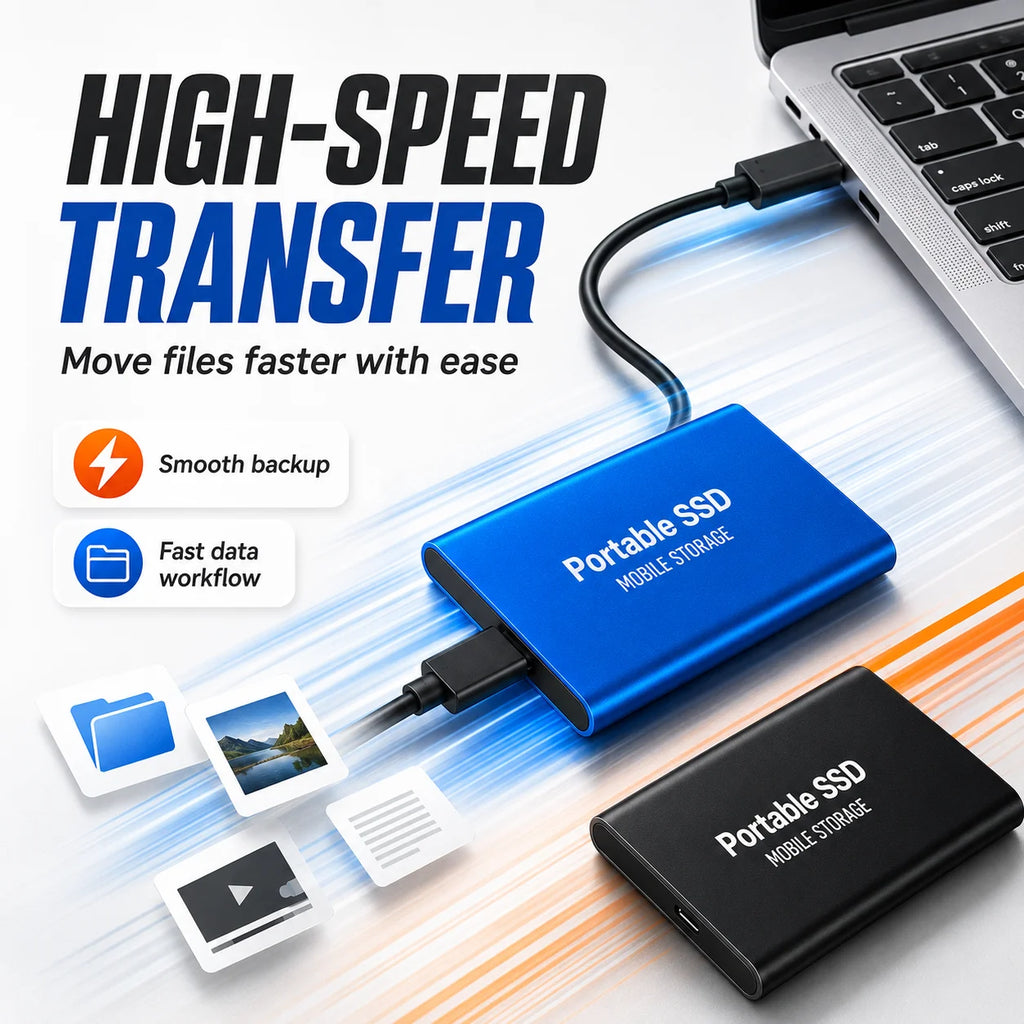 1TB Portable SSD 2TB External Hard Drive USB 3.1 High Speed Mobile Data Storage