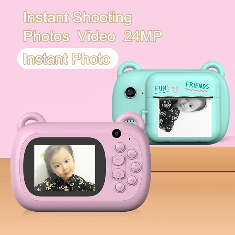 Kids Digital Camera Dual Instant Printing Wireless Inkless Photo Camera for Children