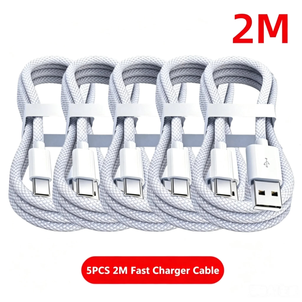 5PCS USB A Cable to USB C 240W Fast Charging