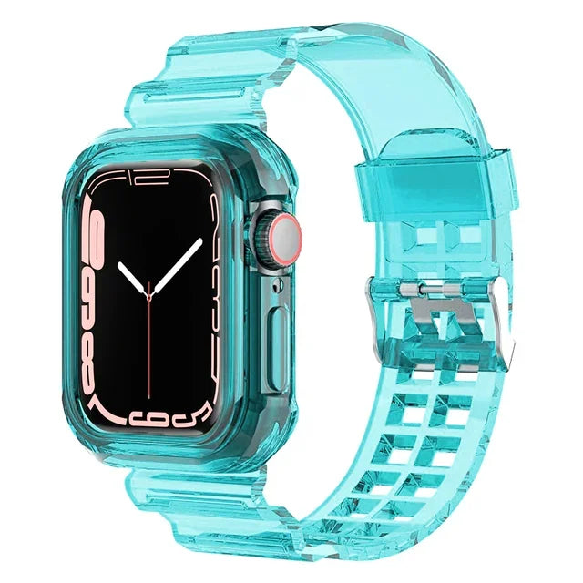 Clear Band + Case for Apple Watch 11 10 9 8 7 6 5 SE 4 38MM 42MM 46MM