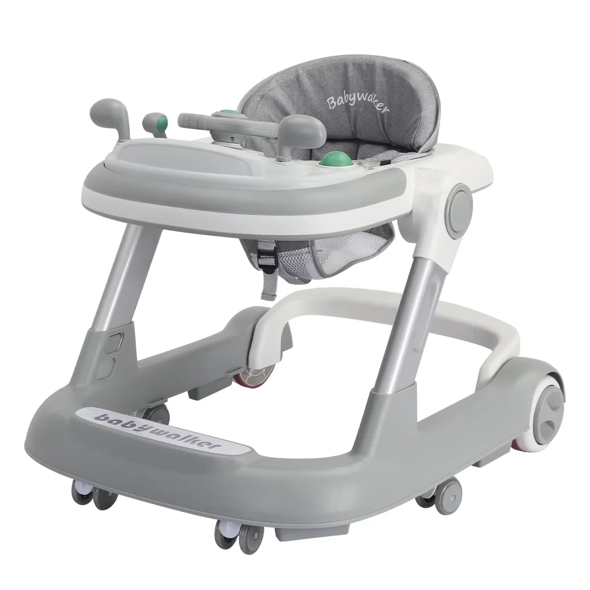 2 in 1 Baby Walker, Toddler Baby Push Walker with Removable Feeding Tray and Music Tray(Without Battery), Activity Walker